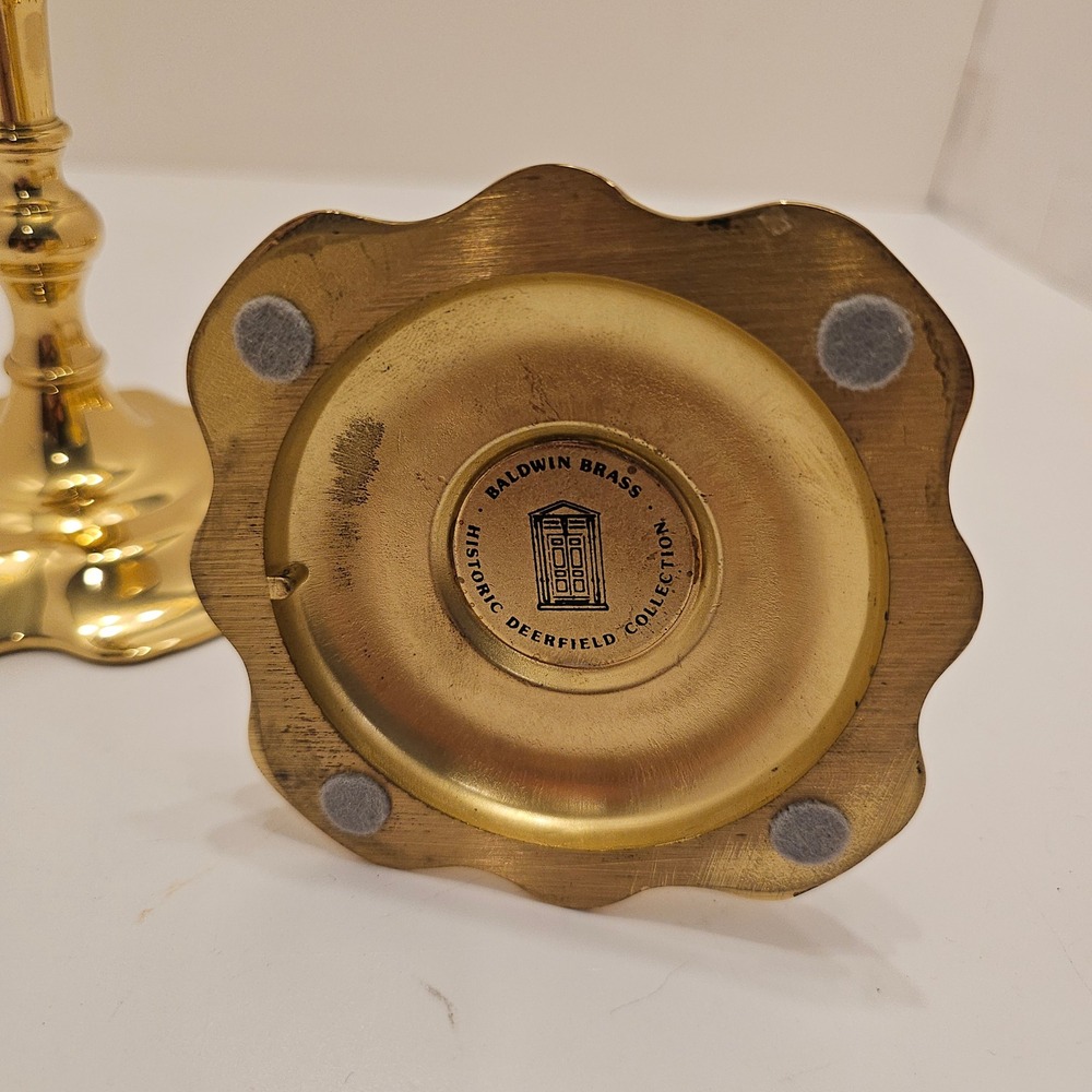 Baldwin Brass Historic Deerfield Collection Candlesticks Set of 2 Gold 7" VTG - Picture 3 of 6